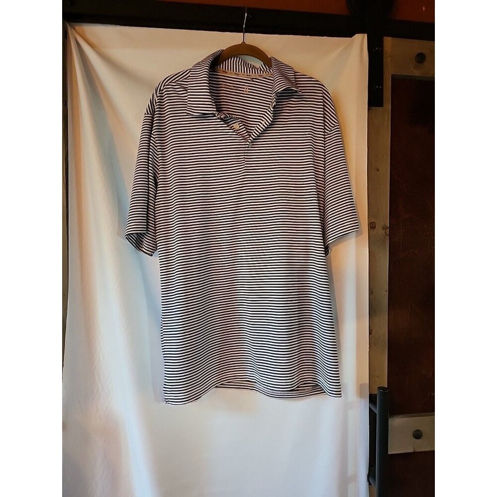 WALTER HAGEN Golf Polo Shirt Men’s Size Large VG+ Black And White Stripe EUC